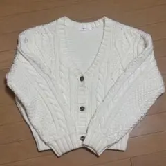 niko and ... ホワイト ケーブルニットカーディガン