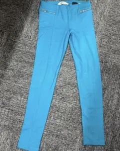H&M キッズ センタープレス ストレッチパンツ 145 150 ターコイズ