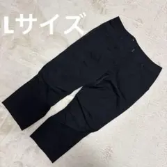 Lサイズ◇C'EST CHIC'A デザインギャザー クロップドパンツ 黒