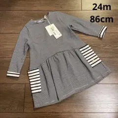 新品 タグ付き 86cm 24m プチバトー  長袖 ワンピース