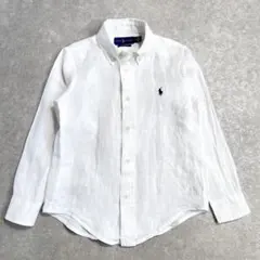 【美品】子供服 ラルフローレン リネンシャツ 長袖 ホワイト 115cm