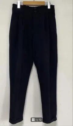 極美品★indexインデックスタック美脚ゆったりテーパード パンツ黒Mスラックス