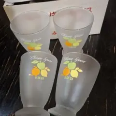 フロスト仕上げの果物デザイングラス4個セット