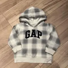 【美品】GAPチェック柄フード付きパーカー 100cm