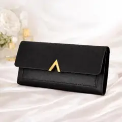 ブラック 長財布 レディース　カード多収納 スリム高級感　エレガント 高見え