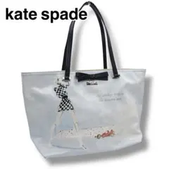 kate spade ケイトスペード PVC×レザー イラストトートバッグリボン