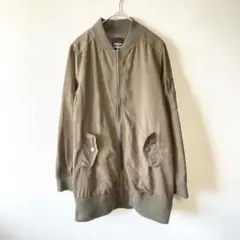 【Doublefocus】　ブルゾン　MA-1　ジップアップ　ロング　カーキ　M