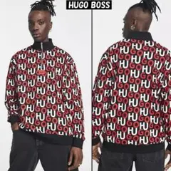 【HUGO BOSS】Dono 1/4 ジップ オールオーバー ロゴ スウェットのサムネイル