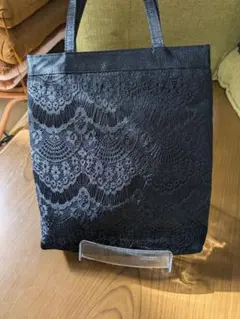 ブラック レース風 トートバッグ