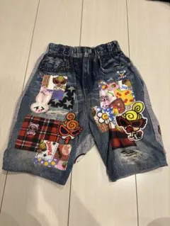 ヒステリックミニ サロペット 裾ボタン デニム風 キャラクター FREE 綿