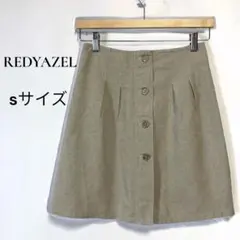 レディアゼル フロントボタンミニスカート ベージュ S バックジッパー　麻調のサムネイル