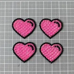 ハート リボン ピンク うちわデコ ストーン デコパーツ 4点セット