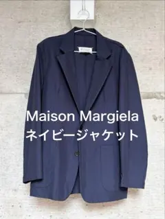 マルジェラ ネイビー ダブルブレスト オフィサーピーコート ニット