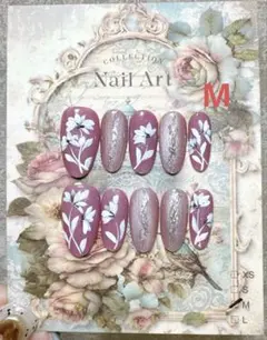 E068 Mサイズ　ハンドメイド　ネイルチップ　ミディアムオーバル