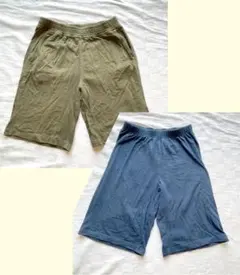 ユニクロ ハーフパンツ 2枚セット オリーブ ブルー