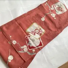 大正ロマン　錦紗紅絹袷着物　正絹　アンティーク　レトロ　昔着物