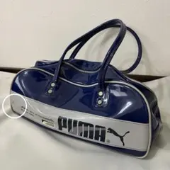 PUMA 70s 80s ヴィンテージ エナメル ボストンバッグ ネイビーのサムネイル