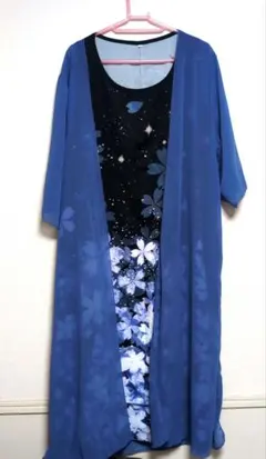 ノースリーブワンピースロング丈着丈約111センチ　透け感カーディガンセット