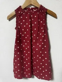 ♡ 【JUNK STORE】ノースリーブワンピース ドット柄 レッド 100のサムネイル