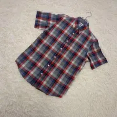 OLD NAVY スリムフィット 半袖チェックボタンダウンシャツ　綿100%