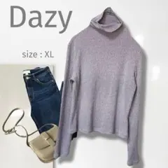 g3【デイジー】タートルネックセーター/美品 大きい 着回し 伸縮性 紫 可愛い