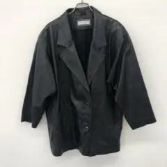 ビアヌォーバ 黒 レザー ジャケット 40 ゆったり 秋冬 通勤 きれいめ
