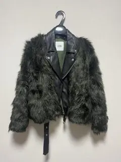 グリーン ファー レザー ジャケット