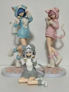 Re:ゼロ 猫耳フード付きフィギュア エミリア レム ラム リゼロ