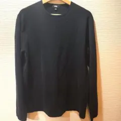 ユニクロUNIQLOミラノリブクルーネックセーター188680ネイビー L