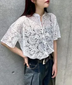 WEB限定アイテム/レースバンドカラーシャツ