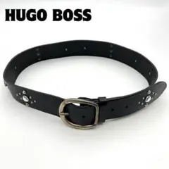 Hugo Boss ヒューゴボス ベルト スタッズ ビジュー 装飾 レザー 黒