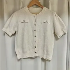 ショート丈サマーニット半袖カーディガン