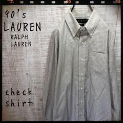 90's ローレン ラルフローレン チェックシャツ ポロ 長袖 古着 4271