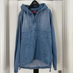 フーディー ハーフジップ フード付きデニムジャケット デニムジャケット