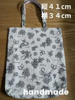 No.1ハンドメイド　フルーツ柄トートバッグ　サブ　エコ　裏地あり