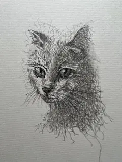 猫の鉛筆画 f8号 インテリアアート - メルカリ