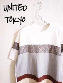 D221672 UNITED TOKYO チェック柄 切替半袖Tシャツのサムネイル