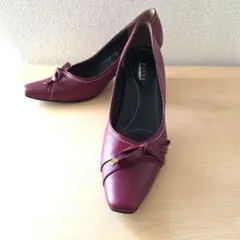 Pitti ワインレッド リボン付き 中ヒールパンプス【美品・お値下げ★】