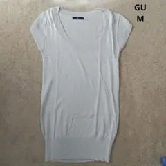 ジーユー gu レディース ニット フレンチスリーブ Uネック M グレー