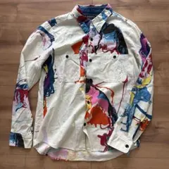 Bohemiansボヘミアンズ ペイント総柄 長袖シャツコットンシャツ◆メンズSのサムネイル