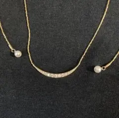 上品 ゴールドネックレス パール付き 長さ調整可能 きれいめ