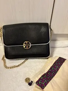 TORY BURCH レザー ショルダーバッグ ブラック｜チェーン｜保存袋付