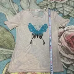 蝶プリント 半袖Tシャツ