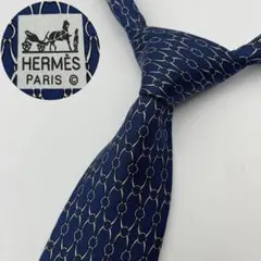 美品✨ HERMES エルメス ネクタイ 馬具柄 総柄 シルク フランス製