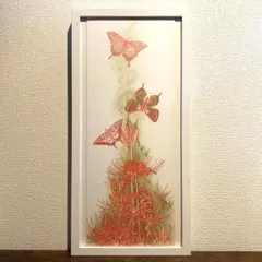 赤絵細描風アート「彼岸花に揚羽図」イラスト原画