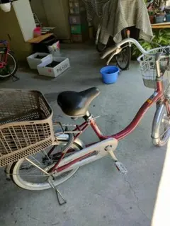 引き取り限定】自転車 中古車 変速 シティサイクル 赤 茶色サドル