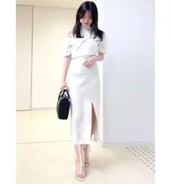 MERCURYDUO 異素材ドッキングナローニットワンピース