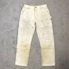 希少 carhartt カーハート ダブルニー ペインターパンツ USA製 白 未使用☆USA製 carharttカーハート ダブルニー コットン