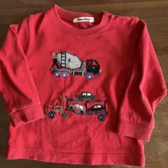 ファミリア◆トラック刺繍 長袖カットソーTシャツ 90cm 赤