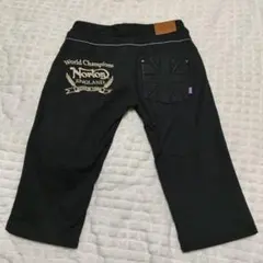 Norton ノートン　クロップドパンツ　ストレッチ　バイカー　刺繍ロゴ　黒　L